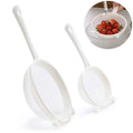 Luckyiren Kefir Strainer Set, 2-Size Plastic Non-Metal Sieve with Fine Mesh | 6.3" & 3.9" Diameter Double-size for Kefir Grains, Milk Kefir, Water Kefir & Kombucha - Durable, Food Grade & Easy Clean - color: White