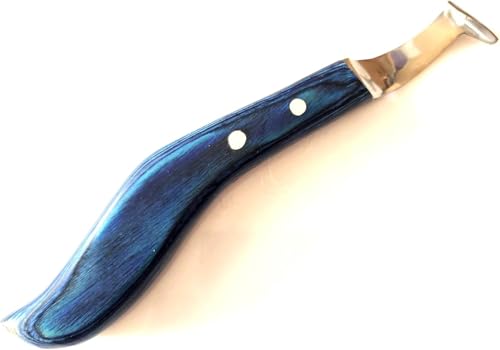 Super Sharp Hoof Knife with Wooden Handle, Horse Shoe Hoofing Made Easy with Hoof Trimming Knife with Special Blue Colored Wooden Handle