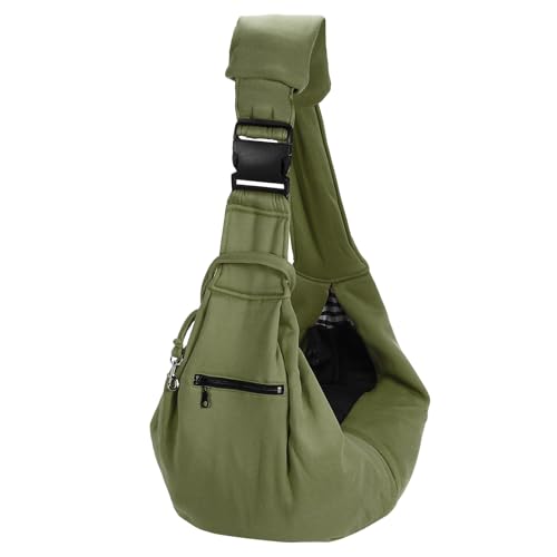 Dog Sling Carrier for Small Dogs and Cats Up to 16.5 Lbs, Breathable with Shoulder Pad Pet Crossbody Shoulder Bag, (Dark Green, 1 Pcs) Intended for Outdoor/Camp/Travel - color: Dark Green