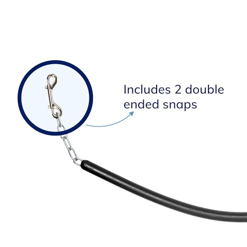 SmartEquine Stall Chain, 45.5" Long, Black | Stall Area Fence Gate Hardware | Standard Size | Features 2 Double-Ended Snaps | 1" Wide Rubber