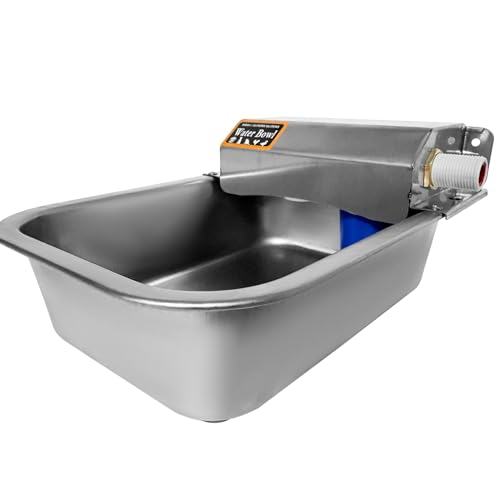 Automatic Water Dispenser for Dogs 1 Gallon/3.8L Stainless Steel Water Bowl Outdoor Dog Drinking Waterer Feeder Auto Fill Pet and Livestock Waterer Feeder Fits GHT 3/4" Faucet Wide Mouth - size: 1 Gal