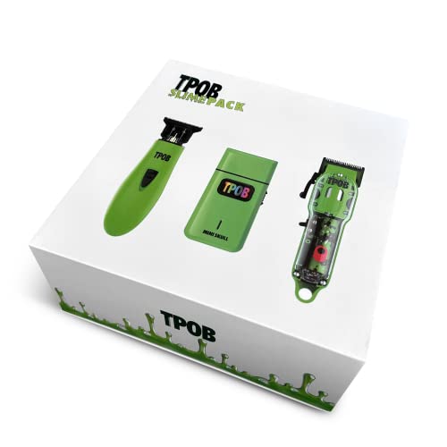TPOB Slime 2 Barber Hair Clippers Trimmer Shaver Set for Men with Matte case and X Fade Blade (Gr) - color: Gr