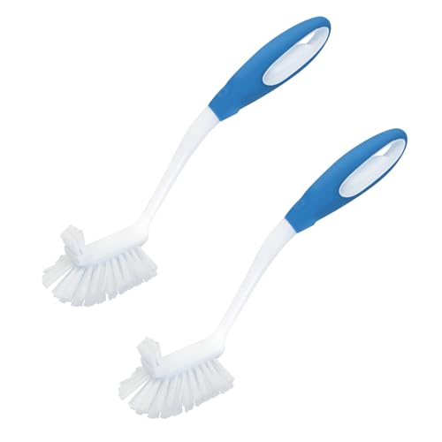 LOLA Pro Utility All Purpose Kitchen Cleaning Brush, 2 Pack, Durable Bristles, Comfort Ergonomic Rubber Non-Slip Grip, Built-in Food Scraper - color: Utility All Purpose Brush, size: 2 Pack