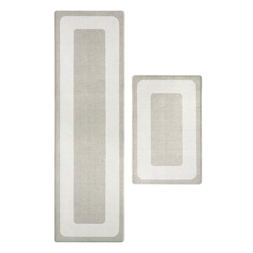Chef Gear Hettie Anti Fatigue Cushioned 2pc Set Kitchen Mat 18"x60" & 18"x28" Beige - color: Beige, size: 60"L x 18"W x 0.3"Th