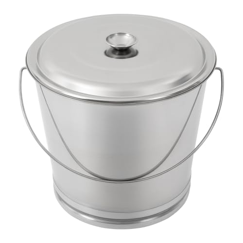 DYNAMI 5.3Gal Stainless Steel Bucket with Lid and Handle,Metal Compost Bucket Milk Bucket w/Raised Bottom,Large Opening Multipurpose Metal Bucket Ice Bucket Lab Bucket (20L/5.3Gal) - size: 20L/5.3Gal