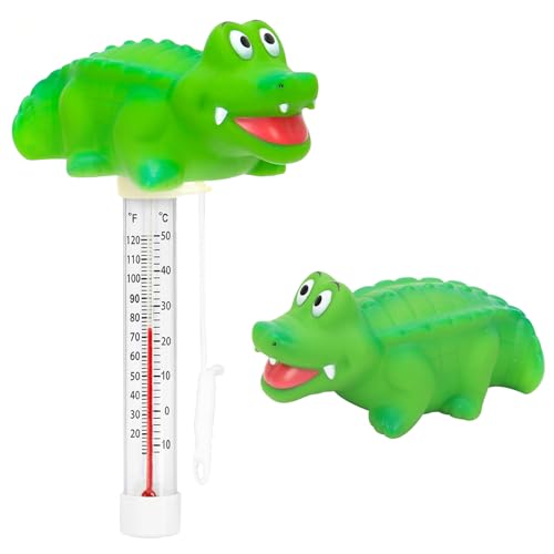 XY-WQ Alligator Floating Pool Thermometer with String, Easy-Read | Large size easy-read scale and included string for swimming pools, spas, hot tubs and ponds.