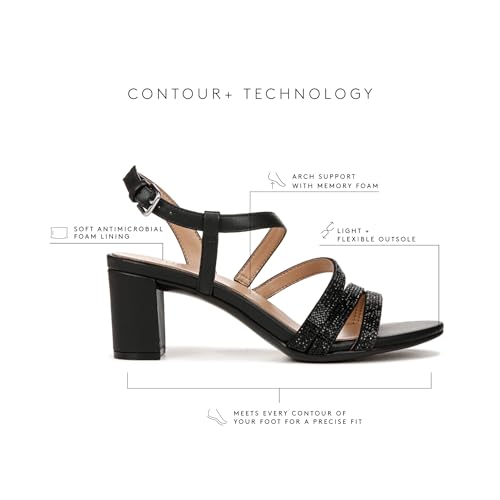 Naturalizer Women's Bridget 4 Heeled Dress Sandal | Party Sandals - color: Black Sparkle, size: 8 Wide