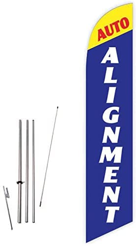 GLOBAL ADVERTISING SOLUTIONS Auto Repair Feather Flag Eye Catching Banner Sign for Business and Marketing Complete Set with 15 ft Pole Kit and Ground Spike (Auto Alignment) - style: Auto Alignment