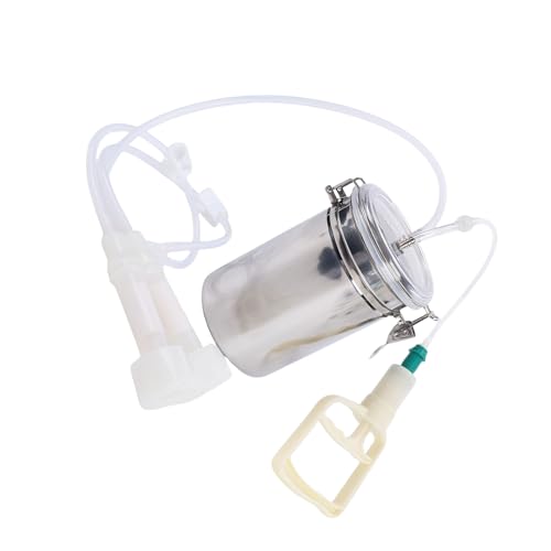 Manual Milking Machine, 2000ML Stainless Steel Bottle Milking Kit, Automatic Goat Cow Pulsation Vacuum Milker, Portable Cow Hand Vacuum Pump for Milk Plant Farm