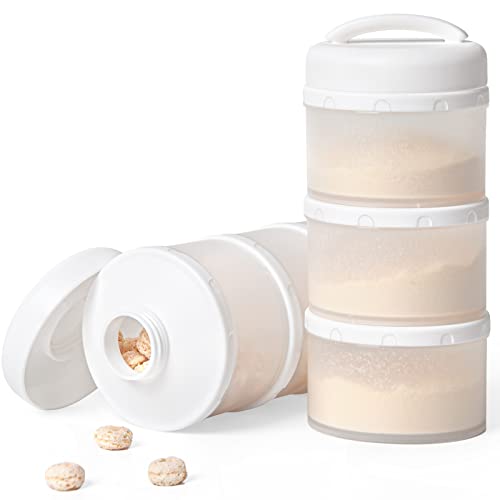 Termichy Stackable Formula Dispenser Portable: Milk Powder Container to go | Separated Compartments Premeasure Storage - Mess-Free Funnel Spout for No-Spill Pouring - for Home or Travel Use - color: White