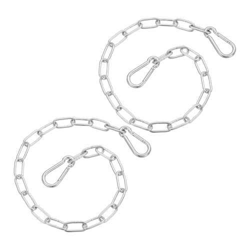 PATIKIL Gate Chain Lock, (19.7Inch, Silver) (2Pcs)304 Stainless Steel Hanging Chain Lock for Stall Barn/Cabinet/Fence/Hammock/Pet Cages - size: 19.7Inch