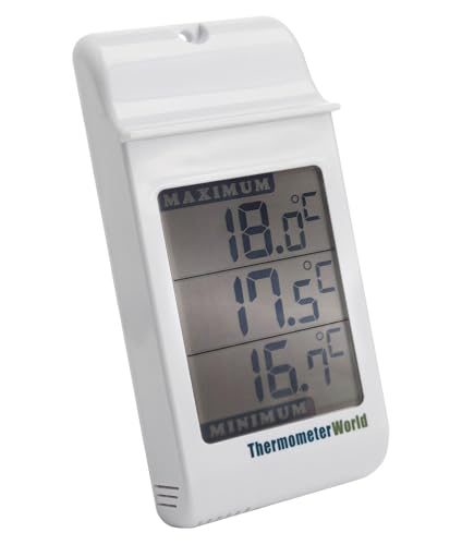 Digital Greenhouse Thermometer for Monitoring Maximum and Minimum Temperatures - High Low Thermometer for Recording Max and Min Temperatures Garage Greenhouse Accessories Indoor Outdoor | Monitor Maximum and Minimum Temperatures, Wall Mounted Greenhouse A