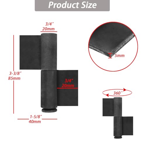 Heavy Duty Weld On Hinges 3-3/8" x 1-5/8" Weldable Lift Off Hinges Detachable Barrel Hinges for Trailer Ramp Doors Garage Metal Driveway Gate (4 PCS) - color: 4 PCS