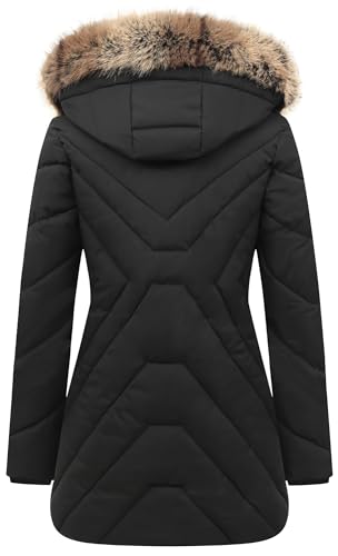 Women's Winter Coat Long Puffer Jacket - Waterproof Warm Thickened Snow Coat for Women - color: Black, size: 3X-Large