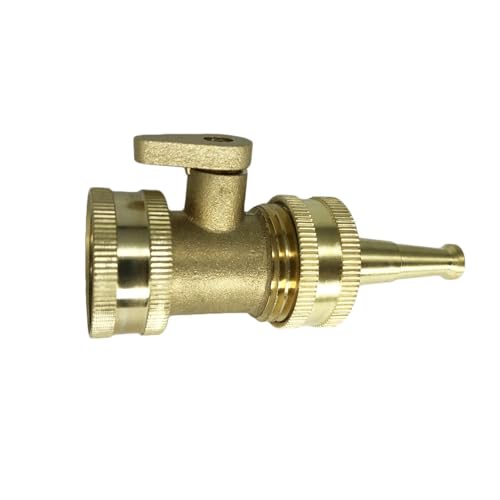 Heavy Duty Brass Jet Sweeper Sprayer Nozzle with Garden Hose Shut Off Valve Connectors - size: 6 x 12 x 8 cm