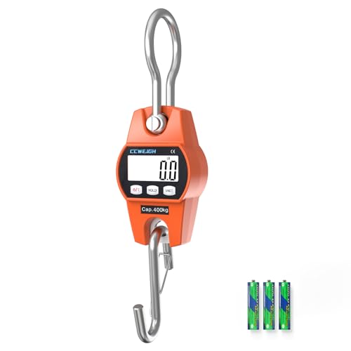 Hanging Scale Handheld 880lb/400kg Crane Scale Luggage Scale,with ABS Plastic case & Big LCD Display, Portable Digital Mini Crane Scale Fishing Scale,for Gym,Hunting,Travelling - color: Orange（880lb/400kg）