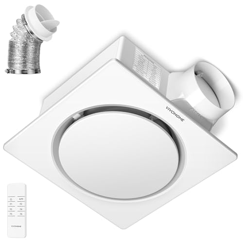 VIVOHOME EC Motor Bathroom Exhaust Fan with Humidity Sensor (160-110-50CFM | Energy-Saving AutoFlow,10.2-inch Ceiling Retrofit Bath Fan, No Attic Access Needed(Install Kit, 4-in Duct Included) - style: No Light &160-110-50CFM