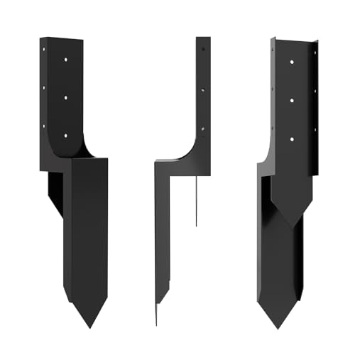 Thicker Fence Post Repair Kit-Heavy Duty Metal Steel 4''x4'' (Actual 3.58"x3.58") Fence Repair Stake-Anchor Ground Spike-Support Bracket Mender for Tilted Broken Wood-Powder-Coated Post Stabilizer