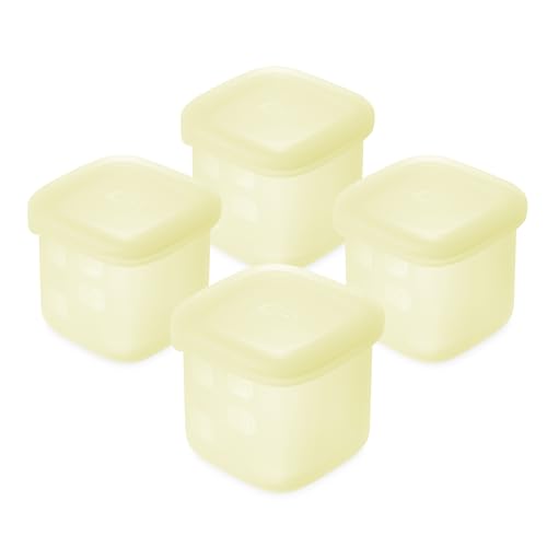 Olababy Silicone Baby Food Storage Containers 4pk, 4oz (Lemon) | For Baby Food, Snacks, Formula, Puree & Sauce. BPA & Micro Plastic-Free. Daycare Essentials for Toddlers. - color: Lemon, size: 4 oz