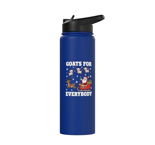 Goats For Everybody Christmas Kids Santa Reindeer Snowflake Stainless Steel Insulated Water Bottle - color: Royal Blue