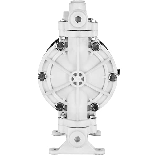 VEVOR Air-Operated Double Diaphragm Pump, 1/2 in Inlet & Outlet, Polypropylene Body, 13.2 GPM & Max 120PSI, PTFE Diaphragm Pneumatic Transfer Pump for Petroleum, Diesel, Oil & Low Viscosity Fluids - size: 2.5 GPM