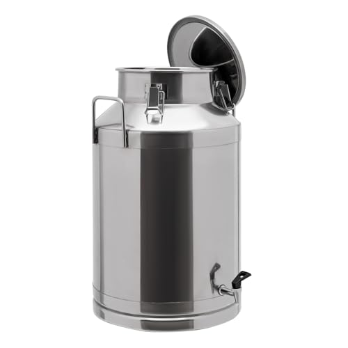 60L/15.85Gal Milk Can with Faucet, Stainless Steel Milk Transport Cans Wine Pail Bucket Tote Jug Pot Oil Liquid Storage Barrel with 2 Handles Milk Container with Lid for Grain Wine Liquid - color: 60l-15.85gal With Faucet