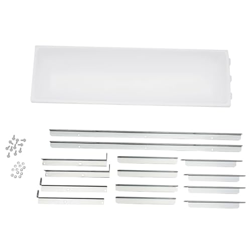 Livestock Feed Trough with Metal Stand 39" Long Large Capacity Livestock Feeder for Lambs Foals Calves Sheep Horses Alpacas and Goats in Farm (Silver+White) - color: Silver+White