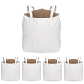 5 Pack FIBC Bulk Bags 2200 lbs Capacity – Heavy Duty 35"x35"x43" Ton Bags with Duffle Top & Flat Bottom, Woven Polypropylene Industrial Sacks for Sand, Gravel, Construction & Farm Waste Disposal