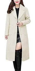 chouyatou Women's Big Notch Lapel Single Breasted Mid-Long Wool Blend Coat - color: Off-white, size: X-Small