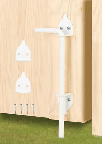 12" Heavy Duty Cane Bolt Gate Drop Rod Fence Hardware Ground Latch Stopper | for Wood/PVC/Vinyl/Metal Fences Gates, Double Doors, White Solid Steel -1 Pack - size: 12 Inch