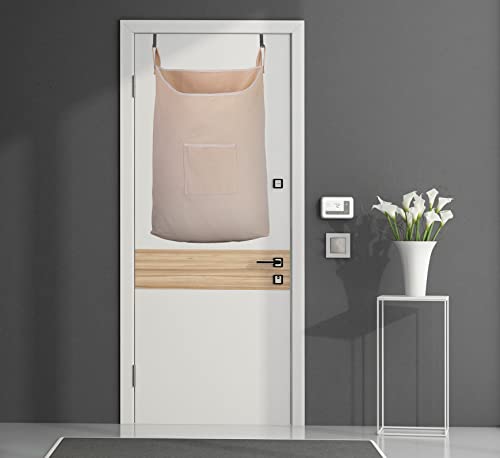 Hanging Laundry Hamper with Front Pocket, Beige, 65 Liters | Clothes Hanging collector, Hanging laundry bag with steel hooks,Clothes Laundry Storage Bag,Space-Saving - color: Beige, size: 65 Liters