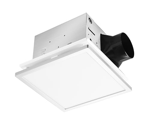 Tech Drive Modern Nickel Bathroom Fan with Light, 4 Inch Duct | 110CFM - size: 110CFM with 5CCT Light (Brushed Nickel)