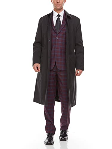 Adam Baker Men's Trench Coat | Single Breasted Full Length All Year-Round Belted Men’s Raincoat - color: Black Modern Fit, size: 46 Short