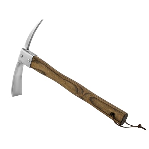 Haliaeetus Pick Axe, Stainless Steel Mattock, Garden Pick with Wood Handle | with Sharp Pick and Cutting Edge for Breaking up Heavy Clay Soil, and Removal of Difficult Weeds, for Digging, Loosening Soil