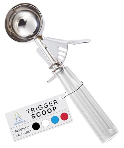 Meadow Lane #24 Ice Cream Disher Scoop, Stainless Steel, Light Gray | Stainless steel 2.7 Tbsp scoop has a reinforced trigger and non-slip handle; dishwasher-safe for ice cream, dough and more. - color: Light Gray