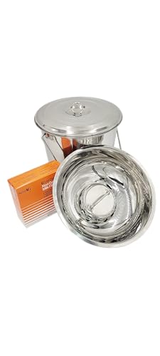 SS Strainers (Large Strainer & Pail Combo, 13 L Pail & Large Strainer Combo) - color: 13 L Pail & Large Strainer Combo, size: Large