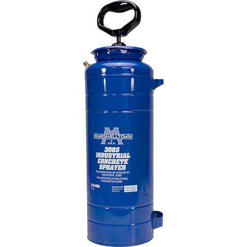 MARSHALLTOWN Industrial Concrete Sprayer, 3 1/2 Gallon | 3 1/2 Gallon Epoxy-Lined Tank, Brass Wand and Pump, Viton Seals, Concrete Cure, Sealer and Form Oil, 308S