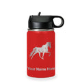LaserGram Personalized 12oz Water Bottle, Horse (Red) | Engraved Gift, Vacuum Insulated Stainless Steel, Flip-Top Straw Lid, Laser Engraved With Your Name - color: Red, size: 12 Ounces