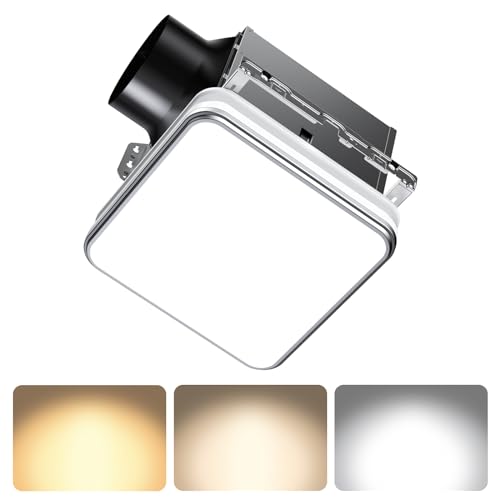Consciot Bathroom Exhaust Fan with Light, 110/160CFM 1.0 Sones, 40W Household Ventilation Fan for Home, 1500lm Dimmable LED Light 3000K/4000K/5000K Selectable & Nightlight, White - style: 110/160 CFM