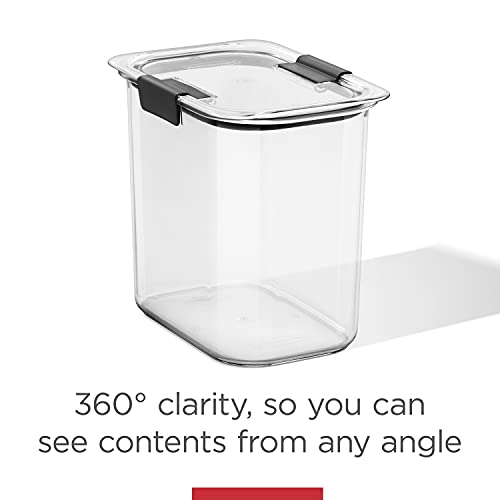 Rubbermaid Brilliance 12-Cup Airtight Food Storage Container, Perfect for Pantry Staples, Clear/Grey - size: 12 Cup