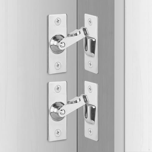 2 Pack Screen Door Latch 90 Degree, 2.36 x 0.87 Inches Gate Latch Sliding Screen Door Lock Barn Door Latch, Silver - color: Silver-90° Only, size: Large-2 Pack