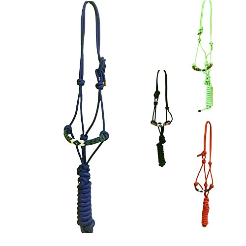 Majestic Ally Padded Beaded Nose Braided Rope Halter with 10' Matching Lead - Full (Royal Blue) - color: Royal Blue