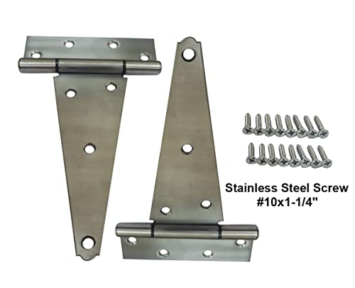 Stainless Steel Extra Heavy Tee Hinge, (2pack(8"), Stainless Steel) - color: Stainless Steel, size: 2pack(8")