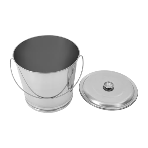 DYNAMI 5.3Gal Stainless Steel Bucket with Lid and Handle,Metal Compost Bucket Milk Bucket w/Raised Bottom,Large Opening Multipurpose Metal Bucket Ice Bucket Lab Bucket (20L/5.3Gal) - size: 20L/5.3Gal