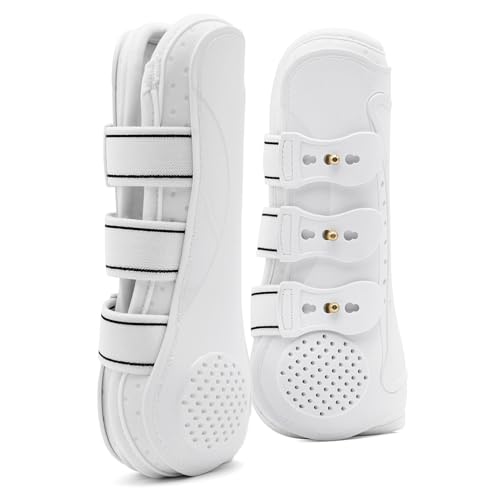 Jeffers Equine Uniquely English Tendon Boots - Open Front Horse Boots, Training Equipment, Protective Gear & Leg Protection for Jumping, Dressage, Training & Travel - color: White, size: Large