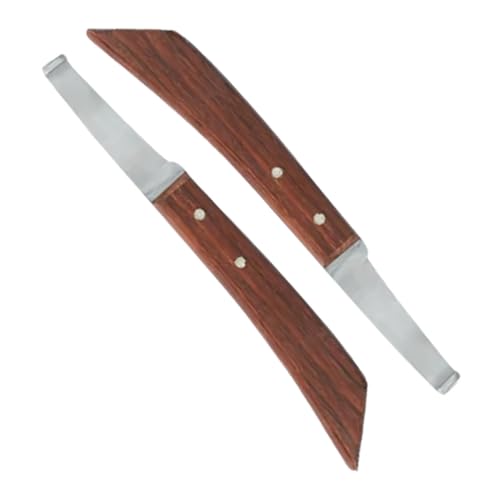 Hoof Knife Double Edged Wide Straight Blade,Stainless Steel Curved Blade Farrier Tool with Wooden Handle (Left Hand) - style: Extra Long Shaft - LH