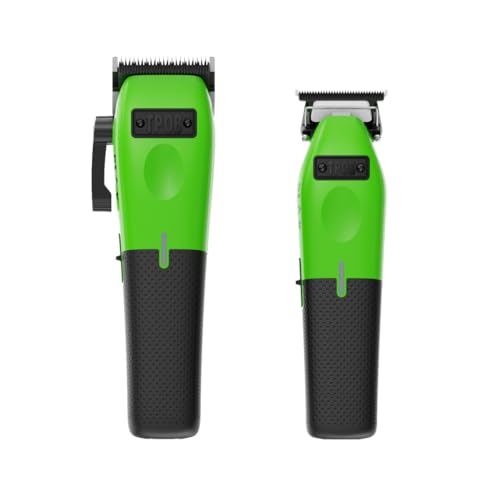 TPOB Play Barber Hair Clippers for Men 7500 RPM with Rubber Grips (Green 2 Set) - color: Green 2 Set
