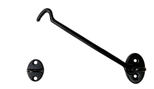 Heavier Duty Brass Door Hook Latch & Eye, 6", Matte Black, Made in Taiwan, 1 Pack - color: Matte Black, size: 1 Pack (6")