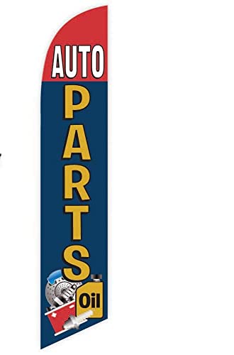 GLOBAL ADVERTISING SOLUTIONS Auto Repair Feather Flag Eye Catching Banner Sign for Business and Marketing Complete Set with 15 ft Pole Kit and Ground Spike (Auto Parts) - style: Auto Parts