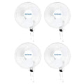 Hurricane Classic Oscillating Wall Mount Fan, 3 Speeds, White-16in, 4 Pack | Corded Electric Air Cooling Unit w/ Easy Pull Cord Controls for Home, Grow Tents, Offices, Sheds, Studios, Garages & Dorms - style: Modern